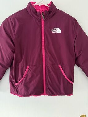 The North Face Kids Burgundy with Pink Trim Puffer Jacket